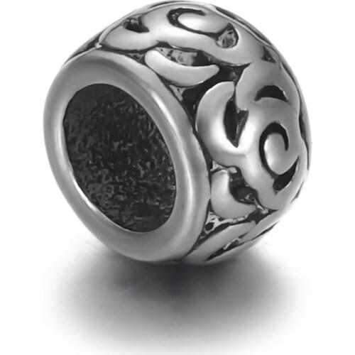 Stainless Steel European Bead Rose Polished 4.5mm Hole Metal Beads Bracelet Charms for DIY Jewelry Making Accessories