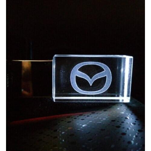 Custom Logo Mazda car crystal + metal USB flash drive pendrive 4GB 8GB 16GB 32GB 64GB 128GB External Storage memory stick u disk