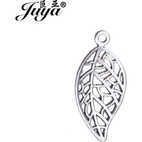 JUYA Ancient Fashion Necklace Jewelry Making Finding 32x15mm 20pcs Filigree Leaves Shape Pendant for Women AO0485