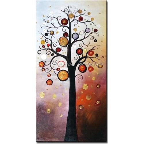 Pure Hand Painted Abstract Money Tree Oil Painting On Canvas Wall Art Sets Modern Abstract Pictures On The Wall For Living Room