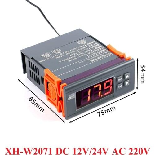 DC 12V 24V AC 220V Digital Temperature Controller Embed Chassis Display Thermostat Refrigerator Compressor Switch XH-W2071