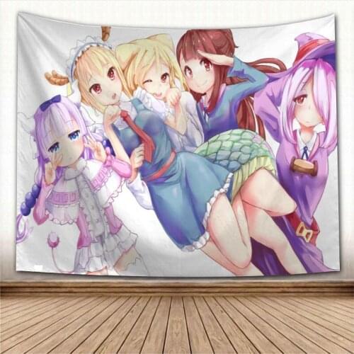 Beautiful Kanna Kamui Anime Tapestry Wall Hanging Wall Fabric Tapestry Art Home Decoration Sleeping Pad Wall Carpets Dorm Decor