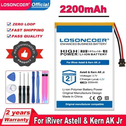 LOSONCOER Top Brand 100% New 2200mAh 404564 Battery For iRiver Astell & Kern AK JR MP3 MP4 AK jr HIFI Player Speaker Batteries