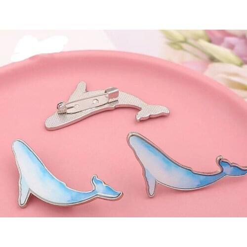 Blue whale Metal Enamel Pins and Brooches for Women Men Lapel Pin Backpack Bags Hat Badge