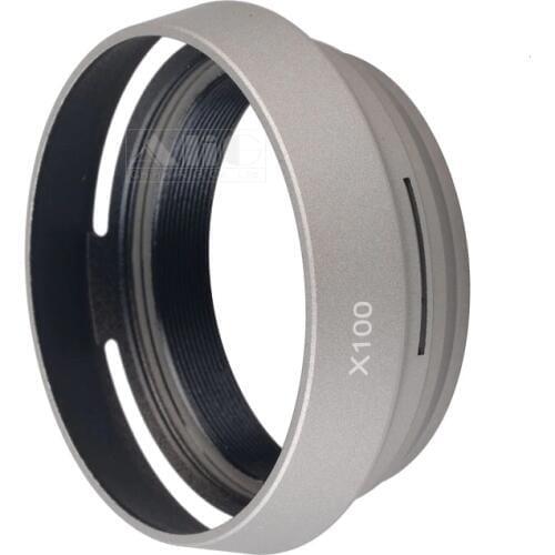 Metal Silver/Black LA-49 X100 Lens Adapter + Lens Hood 49mm for Fujifilm Fuji X100 X100S X100T Retro Camera