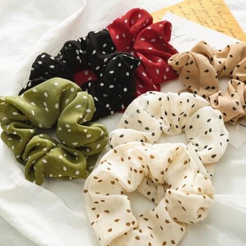 Fashion Small Dots Chiffon Scrunchie for Women Hair Tie Hair Accessories Korean Ponytail Holder Elastic Hair Bands Girl Headwear