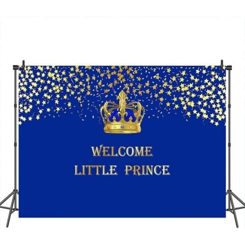 Neoback Baby Shower Backdrop Crown Chandelier Prince Royal Photocall Customized Photography Background For Photo Studio