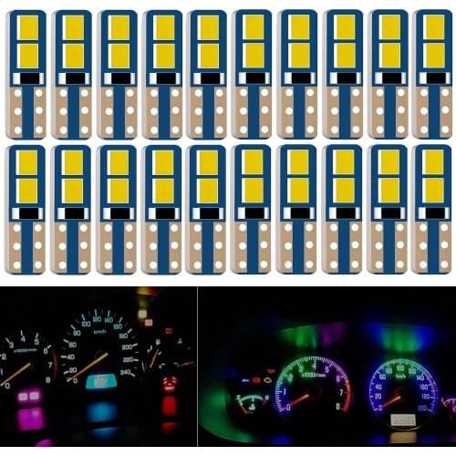 20Pcs New T5 W3W W1.2W 70 73 74 79 85 Super Bright LED Bulb Car Dashboard Warming Indicator Wedge Light Auto Instrument Lamp 12V