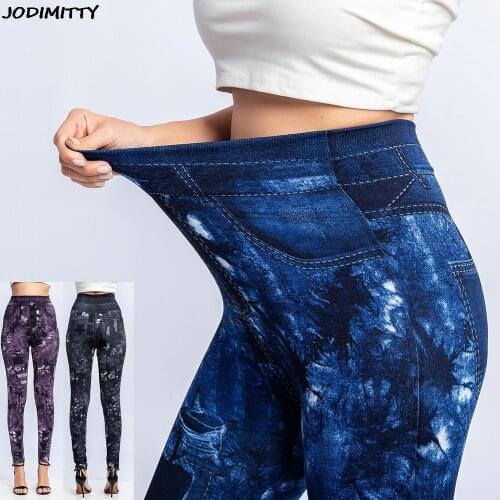 New Fashion Leggings Plus Size 2020 New Jeggings Print Mock Pockets and Hole Slim Jeans Leggings Ladies Skinny Trousers