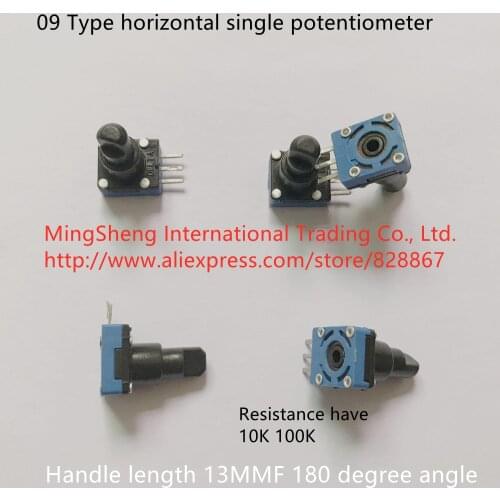 Original new 100% import 09 type horizontal single potentiometer 10K 100K long handle 13MMF 180 degree angle (SWITCH)