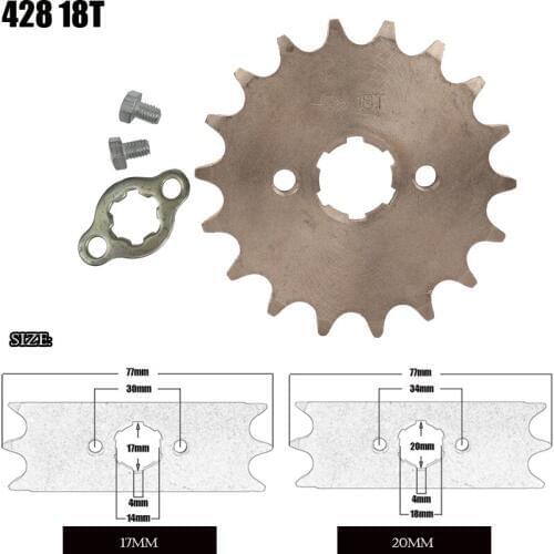 428 18T tooth 17mm 20mm front engine sprocket ATV BIKE 50cc 70cc 90cc 110cc 125cc 150cc
