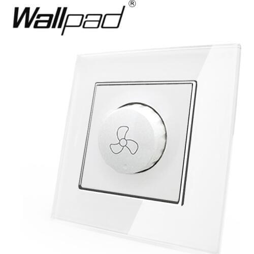 Fan speed Switch Wallpad 110-250v White Crystal Glass EU European Electric Rotary Fan Speed Controller 600W Switch with Claws