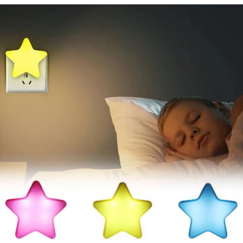 Remote Controller Star LED Plug-in Night Light AC110-220V Light Sensor Control 3Mode Timer Bedside Wall Lamp Baby Sleeping Light