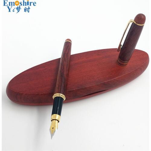 Luxury Hot Selling Wooden Writing Fountain Pen For Gifts Decoration Copper Nib Red For Bussiness Sign And School P189