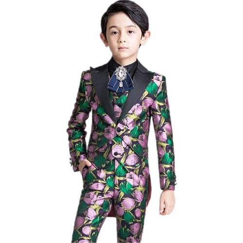 Flower Boys Suit for Weddings Kids Prom Party Tuxedo Formal Blazer Childrens Day Pinao Performance Costume school uniform 2-13T