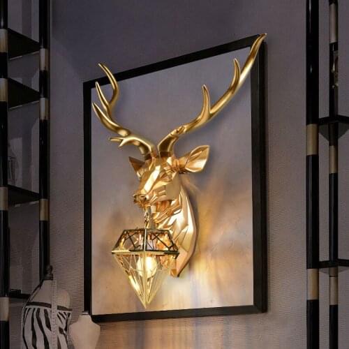 Gold Antler Wall Lamp Modern Wall Lamps Deer Lamp for Bedroom Kitchen Led Wall Lights for Home Loft Decor Sconce Mirror Light