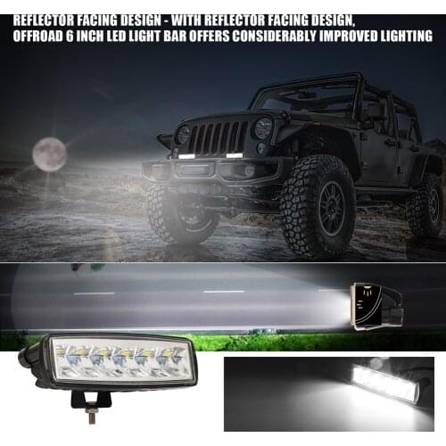 Reflective Lens LED Work Light 6 inch Bar 6000K Off Road Car Driving Fog Light for Outdoor Parts Personal Car Accessories