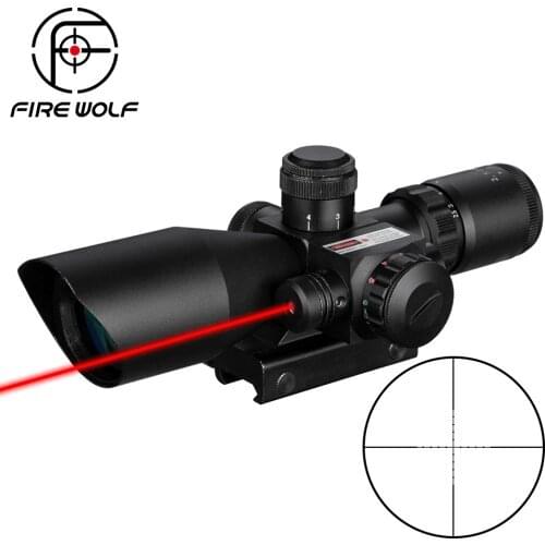 2.5-10X40 Illuminated Tactical Bevel Riflescope with Red Green Mil Dot Cross Laser Hunting Scope