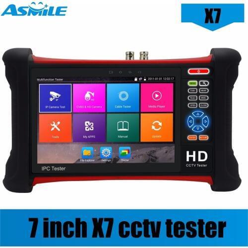 DHL-free X7 H.265 4K 8MP Camera tester 6 in 1 TVI CVI AHD SDI CVBS IP Camera Tester CCTV tester Monitor with TDR,Cable tracer