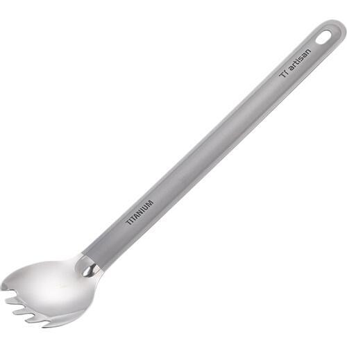 Titanium Long Handle Spork With Polished Bowl Outdoor Camping Cooking Utensils