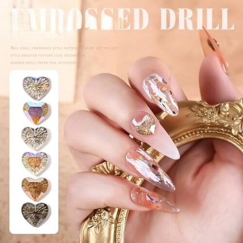 Nail Art Decoration Emboss Three-dimensional Love Heart Crystal Rhinestone CZ Dianmonds 3D Trendy Fingernail DIY Nail Accesories