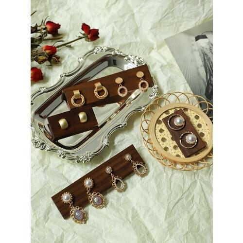 5 pcs Black Walnut Solid Wood Earrings Display Holder Jewelry Display Stand Jewellery Display Rack Stud Earrings Display Card