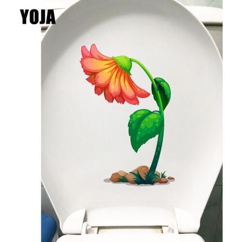 YOJA 13.2*20CM Cartoon Lovely Flower Toiltte Decor Toilet Seat Stickers Home Wall Decals T1-0380