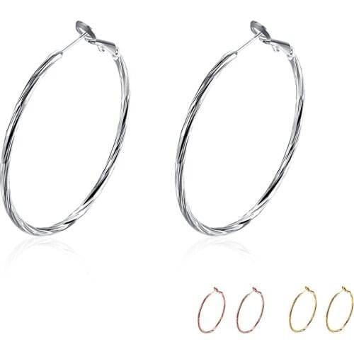 ZEMIOR Twisted Rope Hoop Earrings For Women Rose Gold Color Minimalist Round Earring Girl Anniversary Hot Sale Fashion Jewelry
