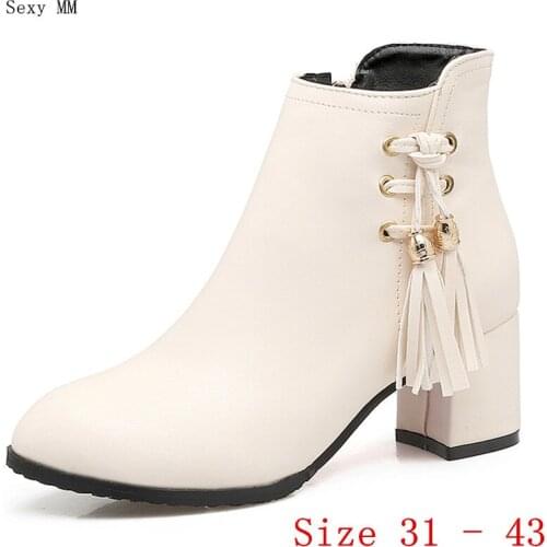 Spring Autumn High Heels Women Ankle Boots High Heel Shoes Woman Short Boots Small Plus Size 31 32 33 - 41 42 43