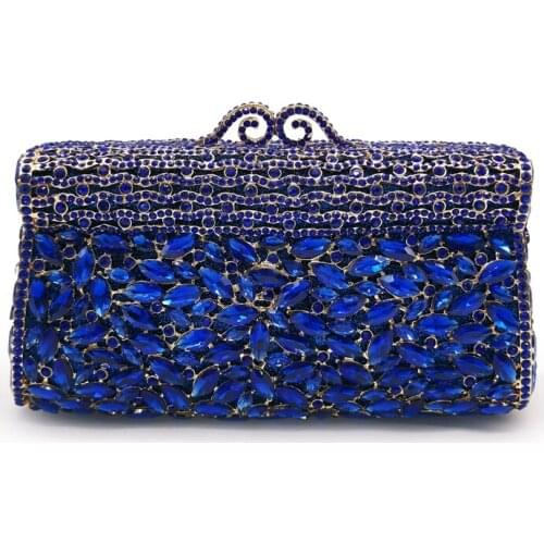 Female Crystal Silver/Red/Blue Wedding Purse Bridal Chain Shoulder Clutches Bags Handbags Fashion Women Evening Party Prom Bags