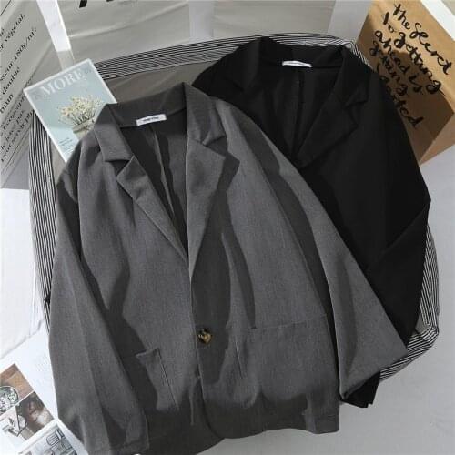 2021 Spring and Autumn Arts Style Women 3/4 Sleeve Loose Casual Blazers Single Button Cotton Linen Solid Blezer Femme Coat Solid