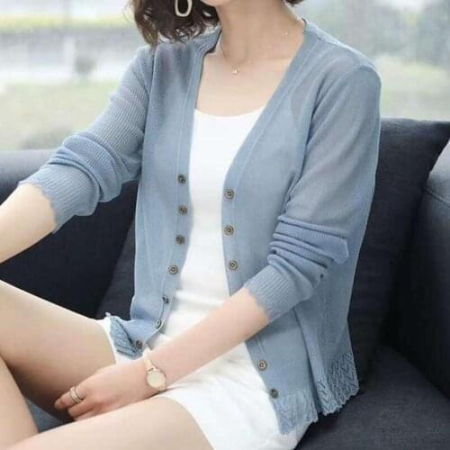 2021 Autumn Summer Cardigan Women Hollow Out Shawl Knitted Sweater Female Cardigans Women Thin Jacket Coat Ladies Tops