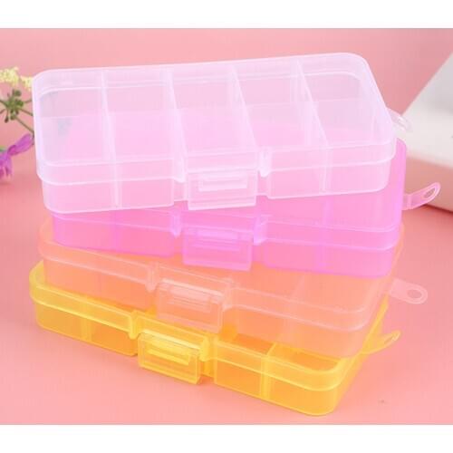 10 Slots Plastic Storage Jewelry Box Compartment Container for Beads Earring Box for Jewelry Rectangle Box Case