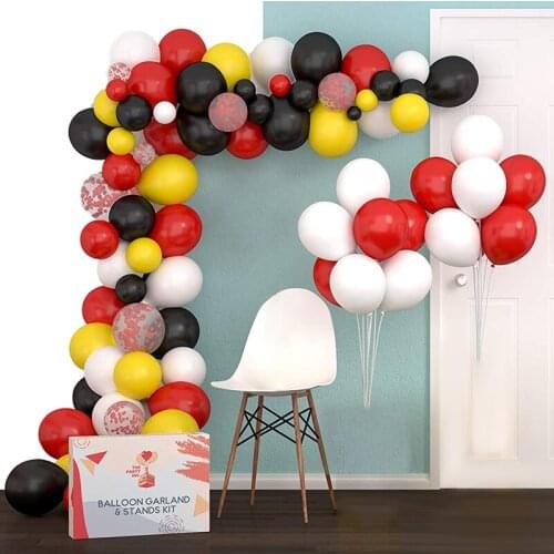 104pcs Red Yellow Black Garland Arch Kit Latex Air Globos Baby Shower Wedding Birthday Theme Party Decorations Kids Toys Ball