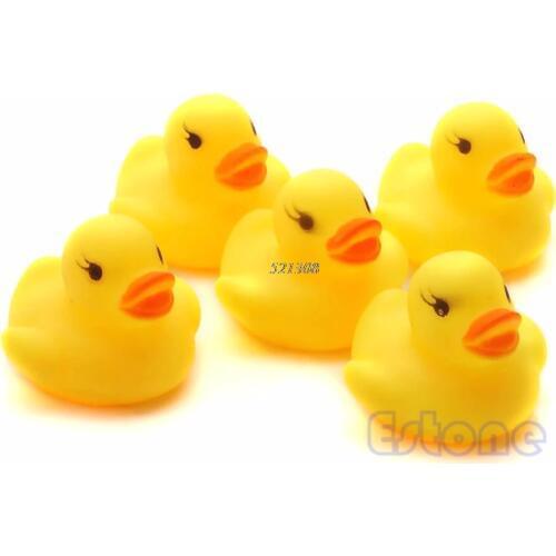 2020 New Lot 20pcs Yellow Baby Kids Children Bath Toy Cute Rubber Race Squeaky Duck Ducky Wholesale