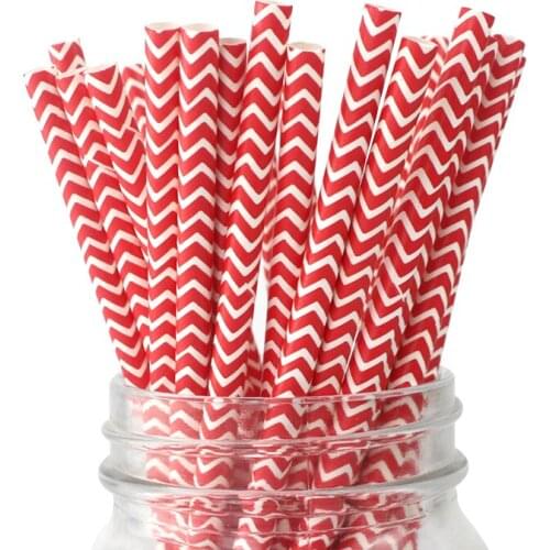 300pcs Party Paper Straw Disposable Red Chevron Straws Christmas Wedding Birthday Decorations Drinking Straws Party Supplies