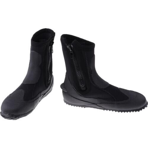 5mm Neoprene Dive Boots Scuba Diving Snorkeling Booties High Cut Zipper Wetsuit Boots Water Sports Shoes Fishing Underwater