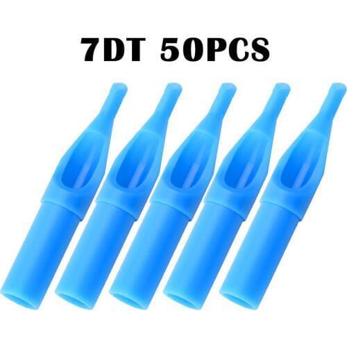 ATOMUS 50pcs 7DT Permanent Makeup Tattoo Caps Pre-sterilized Disposable Dragon Machine Side Hole Needle Tips Supply