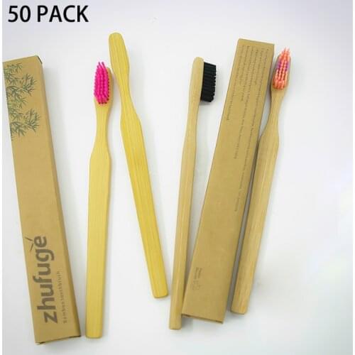 50PCS Moistureproof Mildew Bamboo Charcoal Toothbrush Supermarket Supplies Convenient Camping Travel Portable Wash Gargle Tool