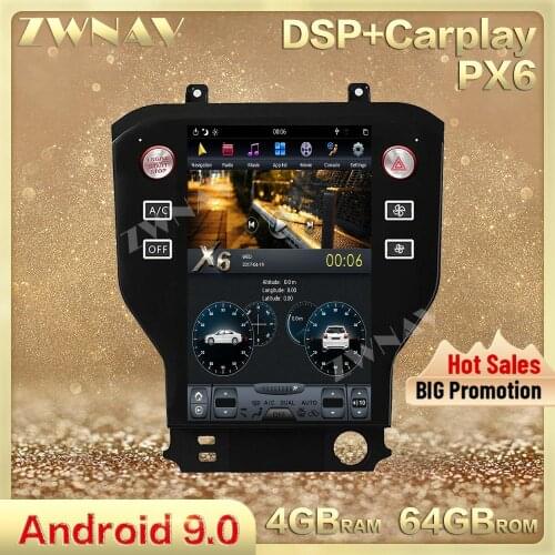 Tesla Style vertical screen Android 9.0 Car Multimedia Player For Ford Mustang 2015-2019 GPS Navi Audio Radio stereo head unit