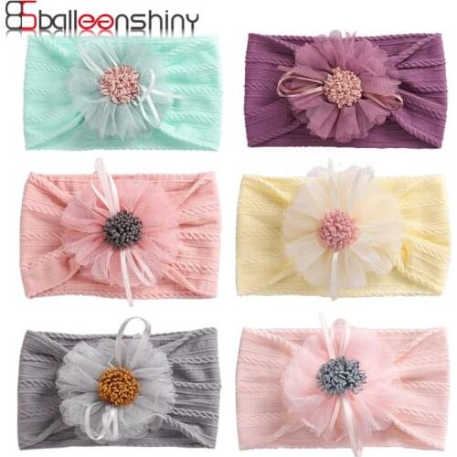 Balleenshiny Toddler Girls Kid Baby Hairband Elastic Headband Cute Flower Stretch Turban Flower Princess Hair Accessories