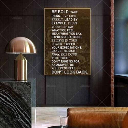Be Bold Take Risks Live Life Freely Lead By Example Motivational Canvas Wall Art, Motivational Quote, Posters Canvas Prints
