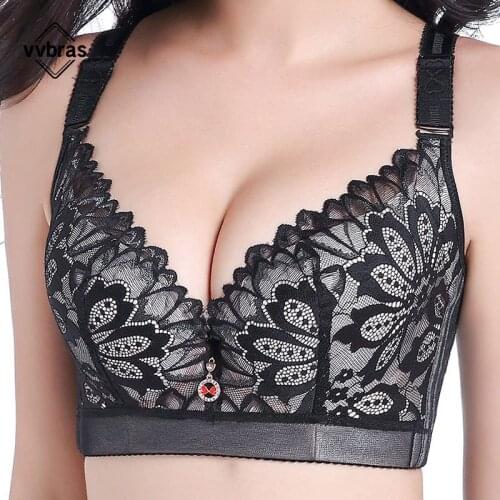 Vvbras Plus Size Women Wire Free Bras Lace Sexy Bra Woman Push Up Brassiere Femme Seamless Underwear Lady Sexy Bras 38 DEF Cup