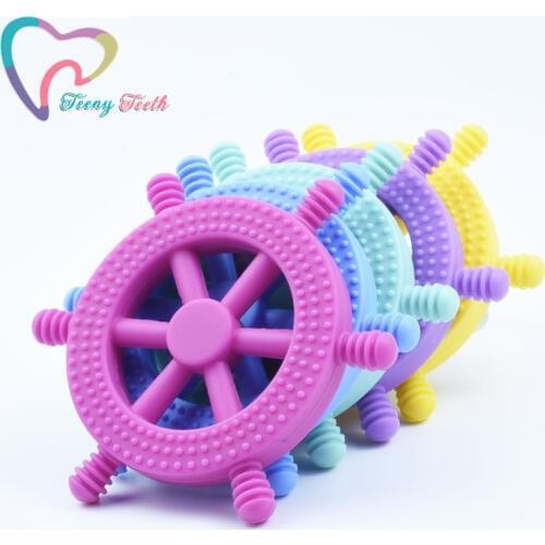 10 BPA Free Baby Silicone Wheel Teether Cute Chewable Baby Diy Teething Necklace Wheel Pendants Chain Toys Accessory Charms