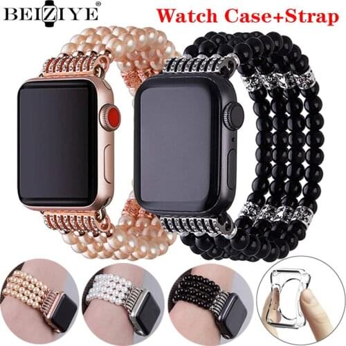 Watch Case+Strap For Apple Watch Band 42mm 38mm 40mm 44mm Women Jewelry Metal Bracelet for apple watch Series 6 5 4 SE 3 2 1