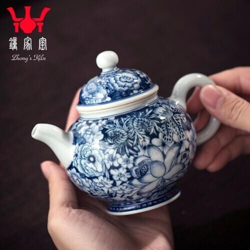 Jingdezhen hand-painted porcelain teapot archaize maintain flower porcelain teapot single pot small kung fu tea pot