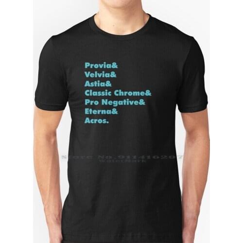 Film Simulations T Shirt 100% Pure Cotton Fujifilm Film Simulation Acros Provia Velvia Camera Fuji Camera Analog Vintage Retro