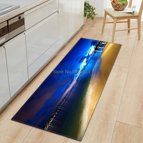 Kitchen Mat Entrance Doormat Bedroom Hallway Floor Decoration Carpet Bathroom Absorb Water Anti-slip Mat Home 3D Starry Sky Rugs