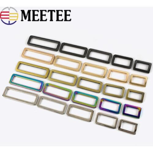 Meetee 20pcs Metal Ring Buckles Adjustable Belt Webbing for Backpack Strap Shoes Bags Dog Collar Clasp Garment DIY Accessories