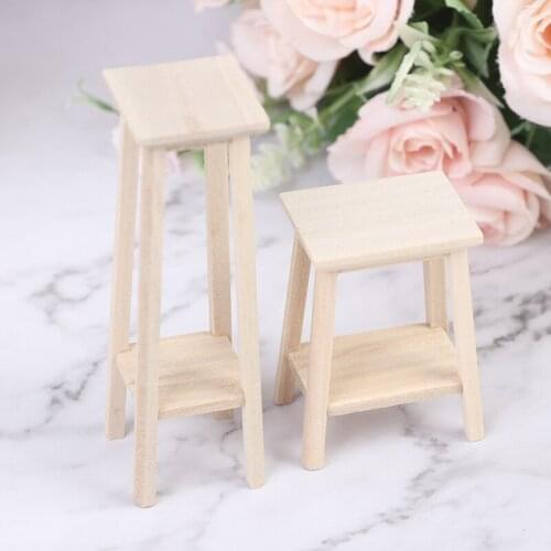 1:12 Dollhouse Miniature Wooden Bonsai Stool Chair Model Furniture Accessories Simulation Chair Furniture Model Toys